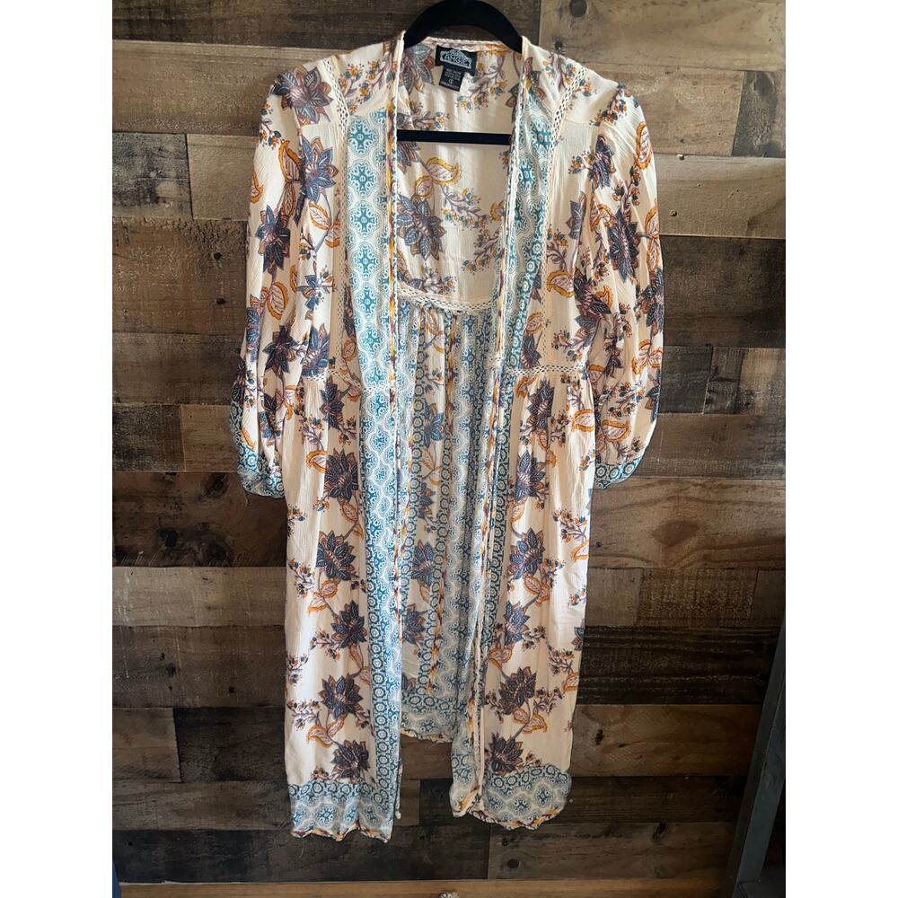 Angie 100% rayon Floral Print Boho Kimono Cardigan Size Small - Picture 2 of 4